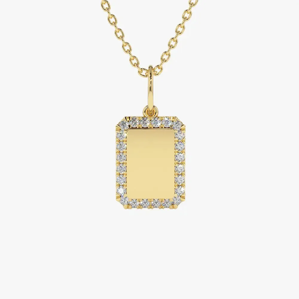 0.18CTW Diamond Tag Initial Necklace