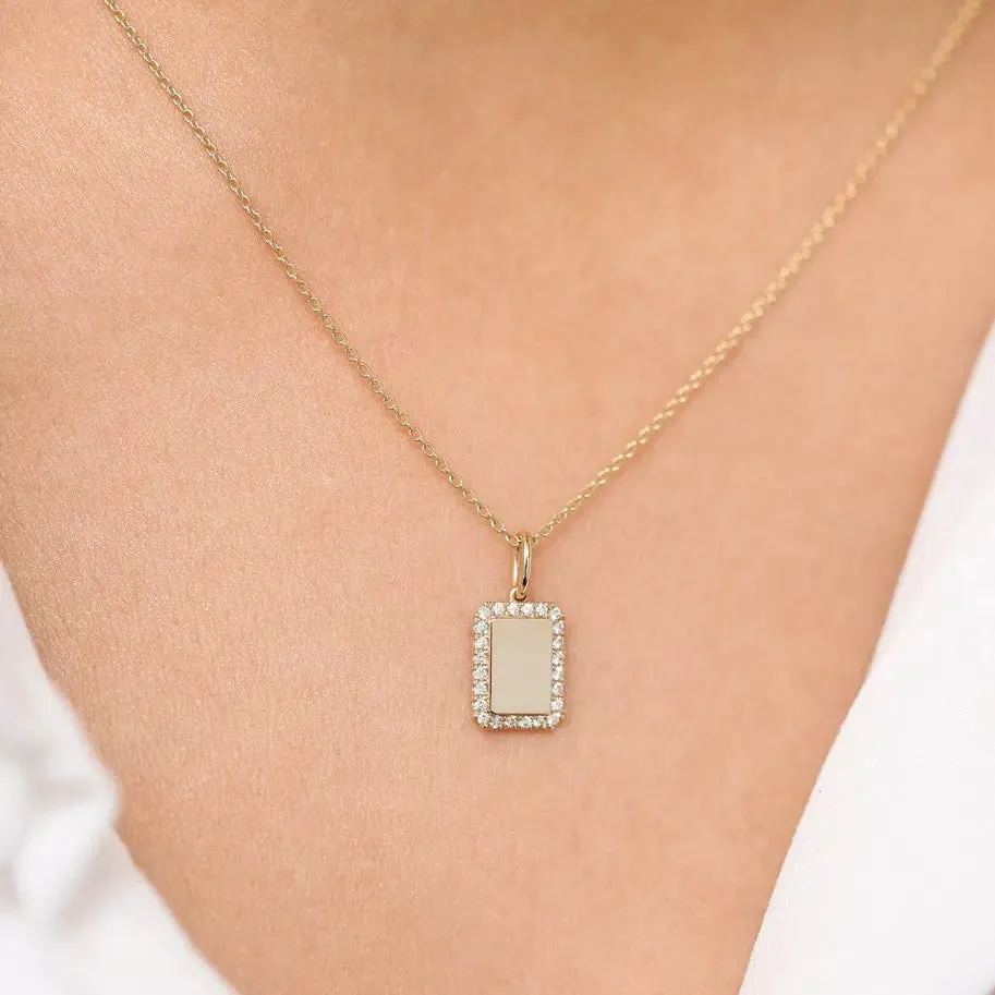 0.18CTW Diamond Tag Initial Necklace