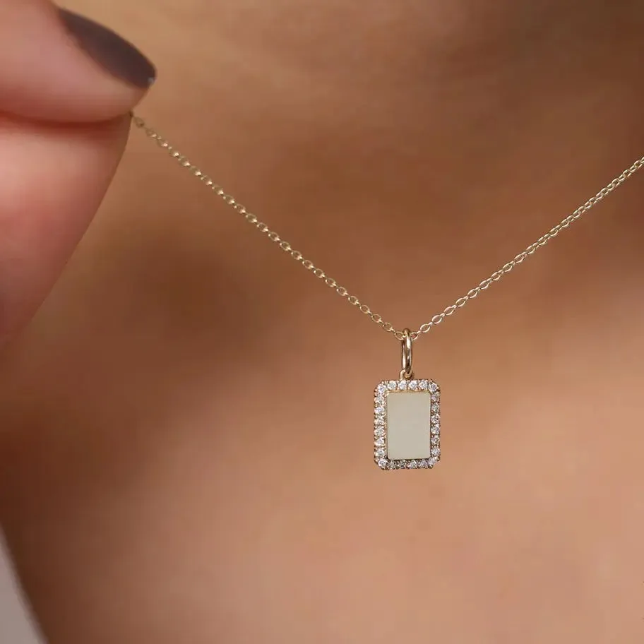 0.18CTW Diamond Tag Initial Necklace