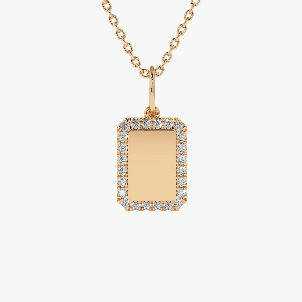 0.18CTW Diamond Tag Initial Necklace