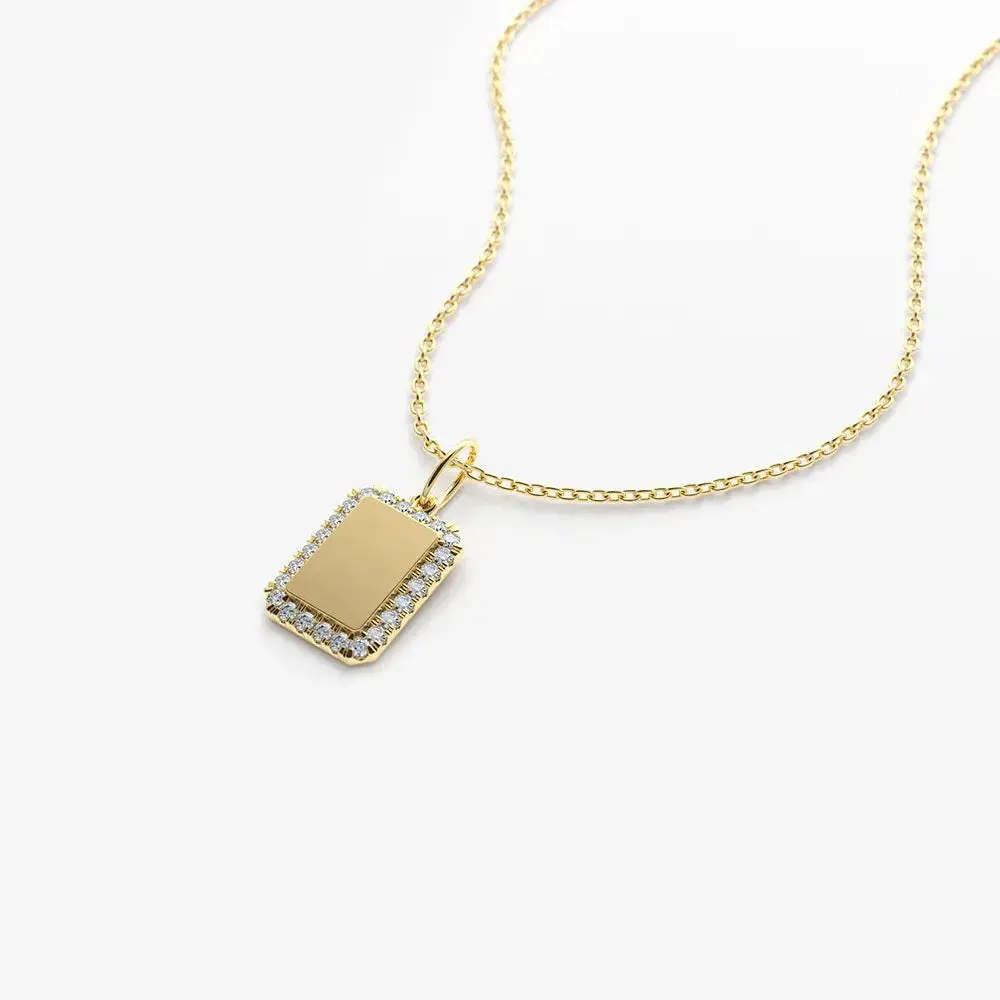 0.18CTW Diamond Tag Initial Necklace