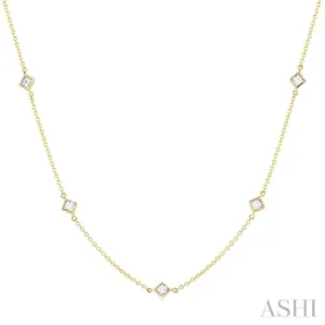 1.00 ctw Princess Cut Diamond Fashion Necklace in 14K Yellow Gold