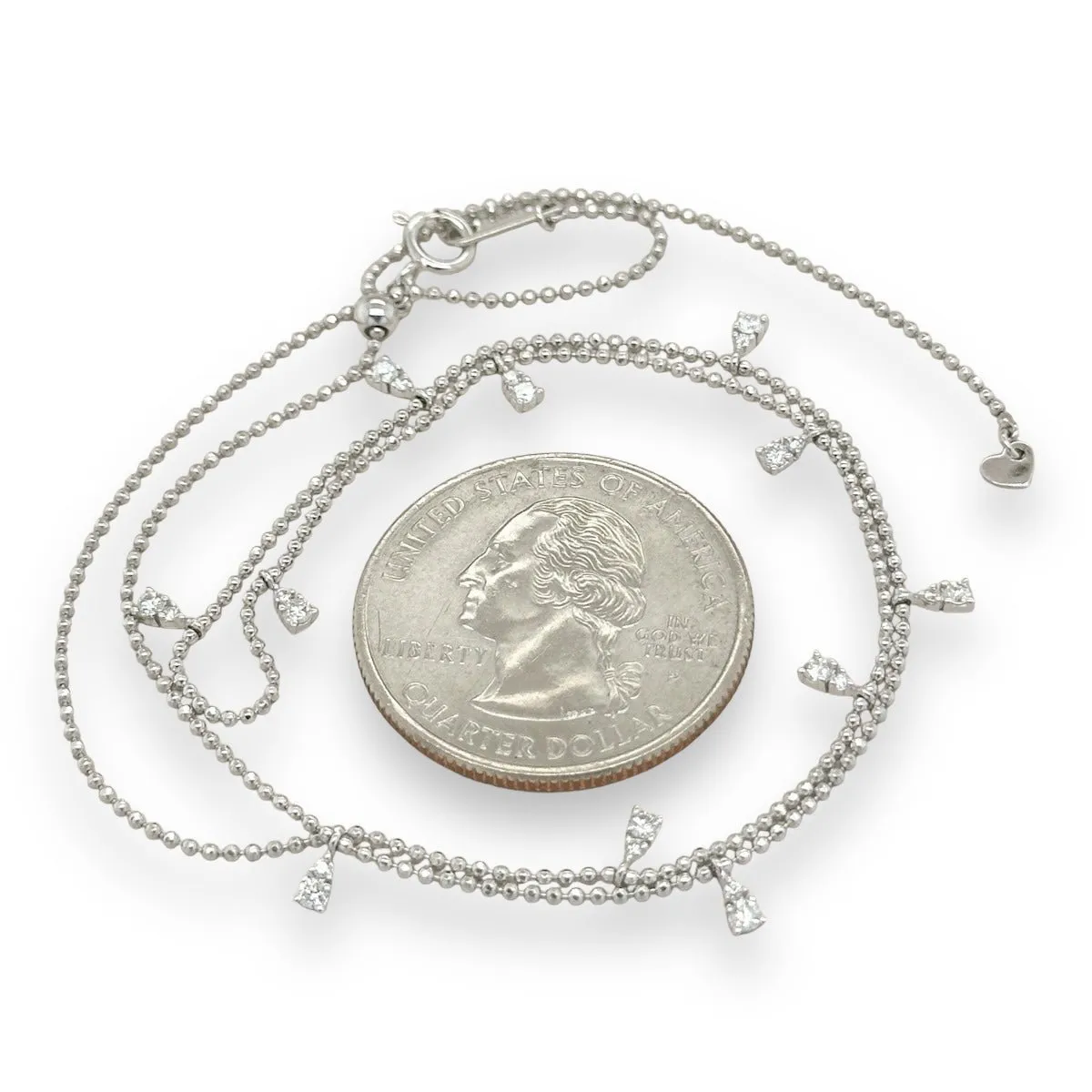 14K W Gold 18" 0.33ctw G/SI1 Diamond Station Necklace