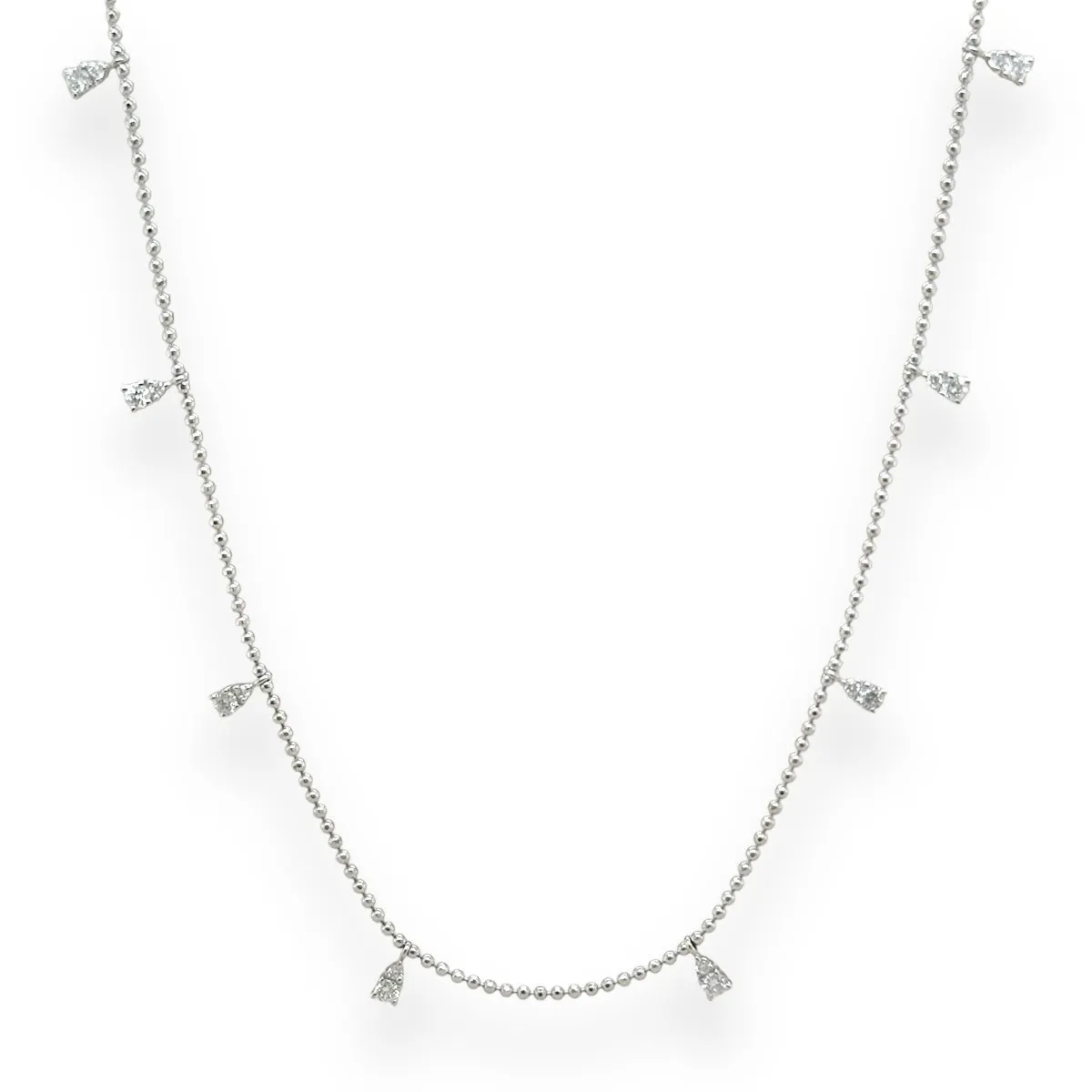 14K W Gold 18" 0.33ctw G/SI1 Diamond Station Necklace