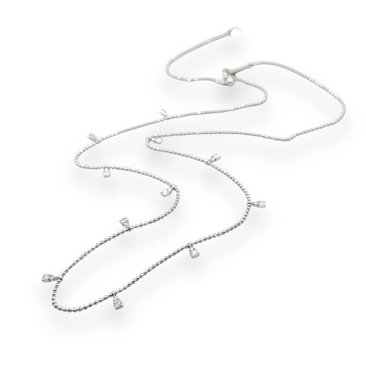 14K W Gold 18" 0.33ctw G/SI1 Diamond Station Necklace