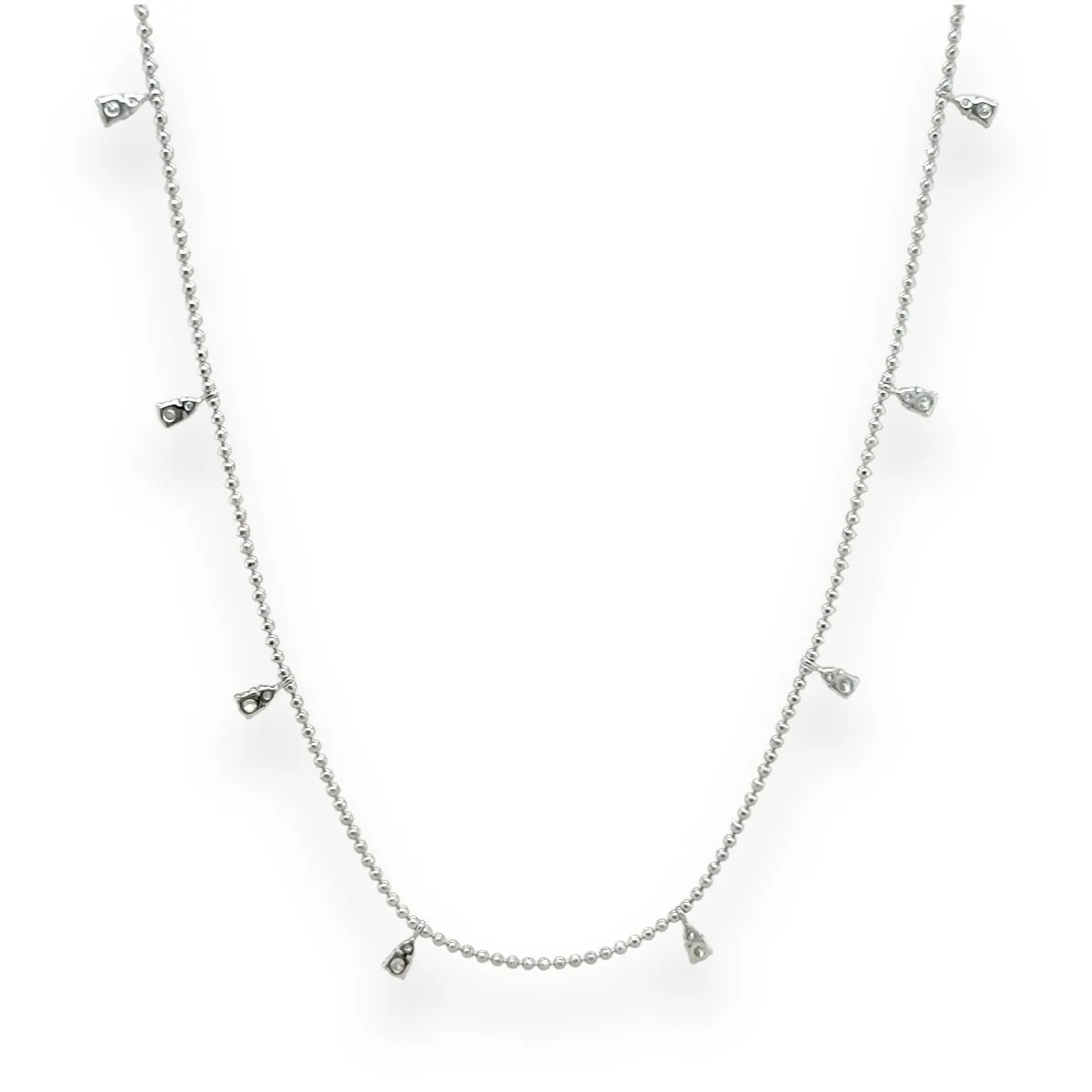 14K W Gold 18" 0.33ctw G/SI1 Diamond Station Necklace