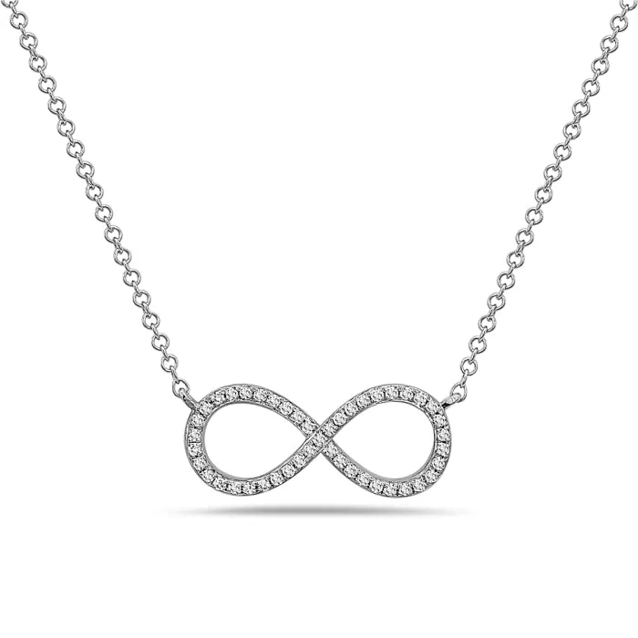 14K White Gold Infinity Symbol Diamond Necklace