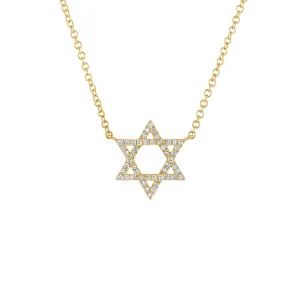 14KT GOLD DIAMOND OUTLINE STAR OF DAVID NECKLACE