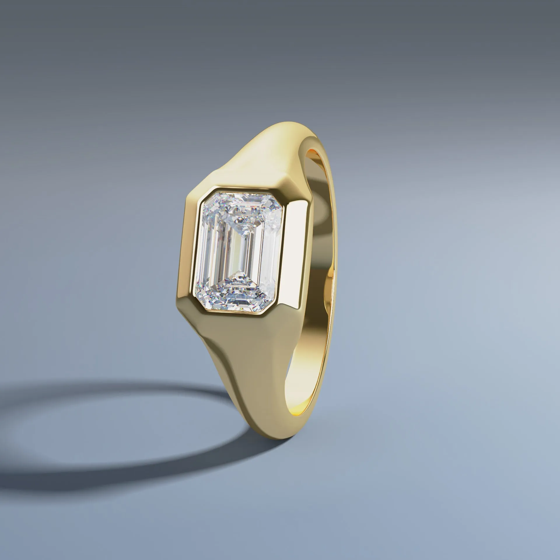 1ct Emerald Diamond Ring - DECO SIGNET