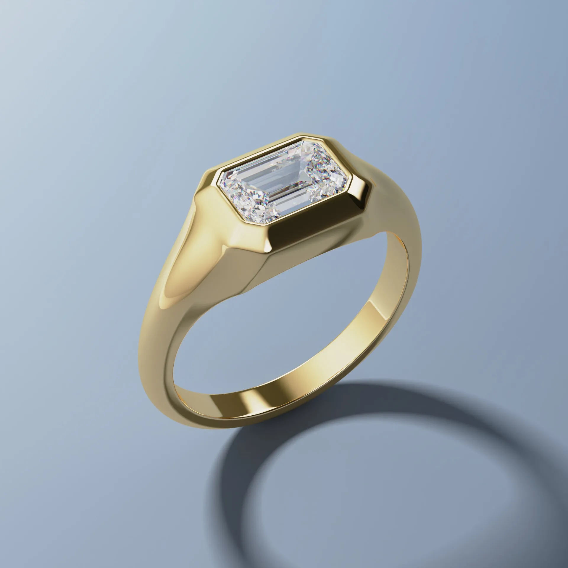1ct Emerald Diamond Ring - DECO SIGNET