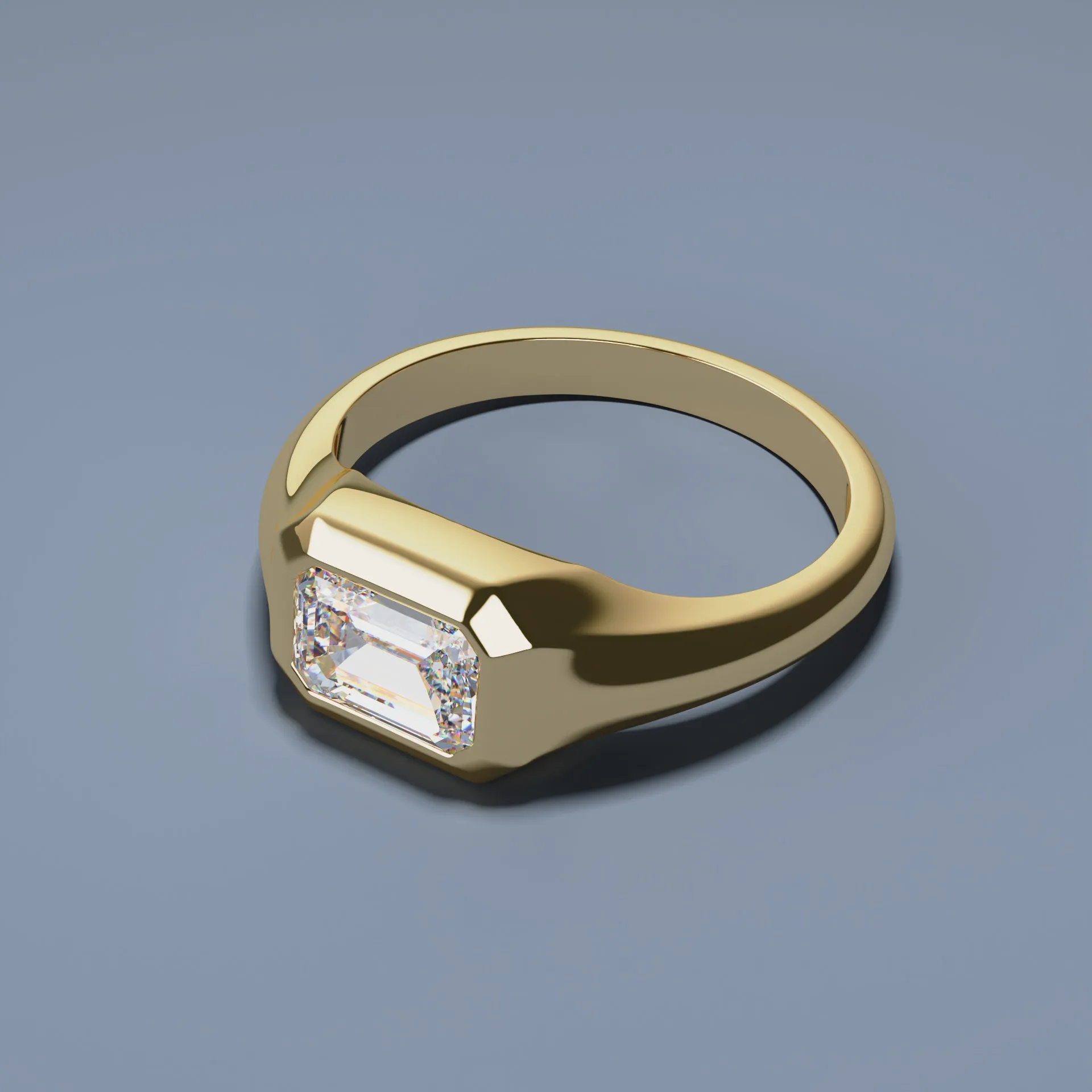1ct Emerald Diamond Ring - DECO SIGNET