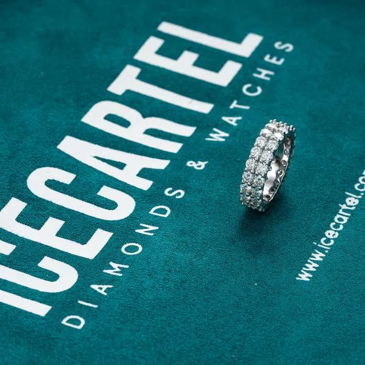 2-Row Moissanite Band Ring 14K Gold