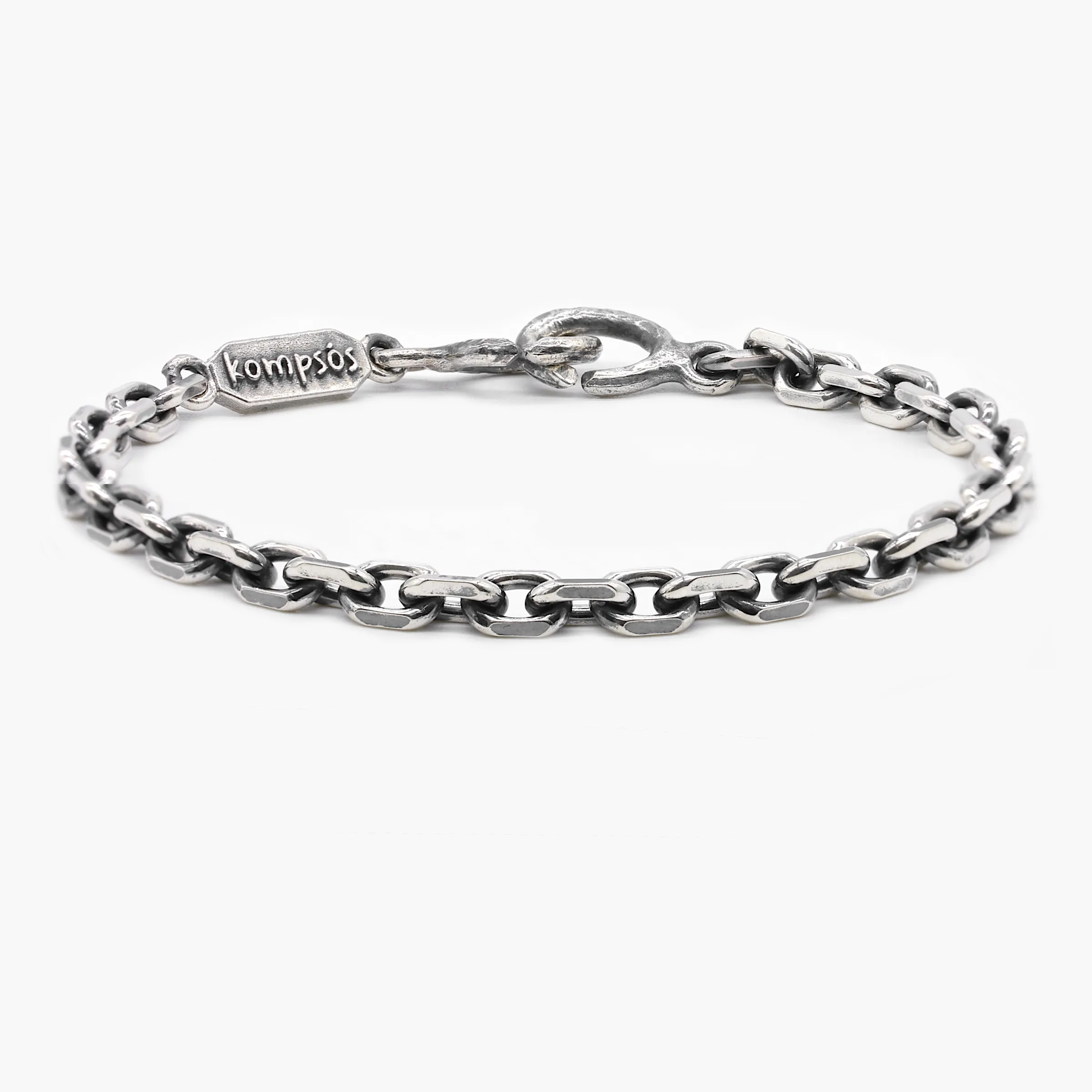 3mm Sterling Silver Faceted Square Chain Bracelet