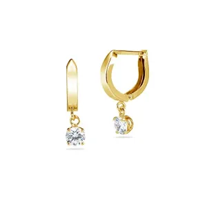 7.30 Cts Cubic Zirconia Round Stud Earrings in 14K Yellow Gold