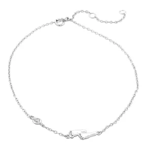 925 Sterling Silver Bezel-Set CZ Foot Feet Womens Link Chain Anklet Bracelet