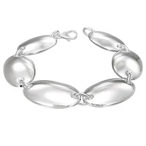 925 Sterling Silver Circle Oval Fancy Link Womens Bracelet