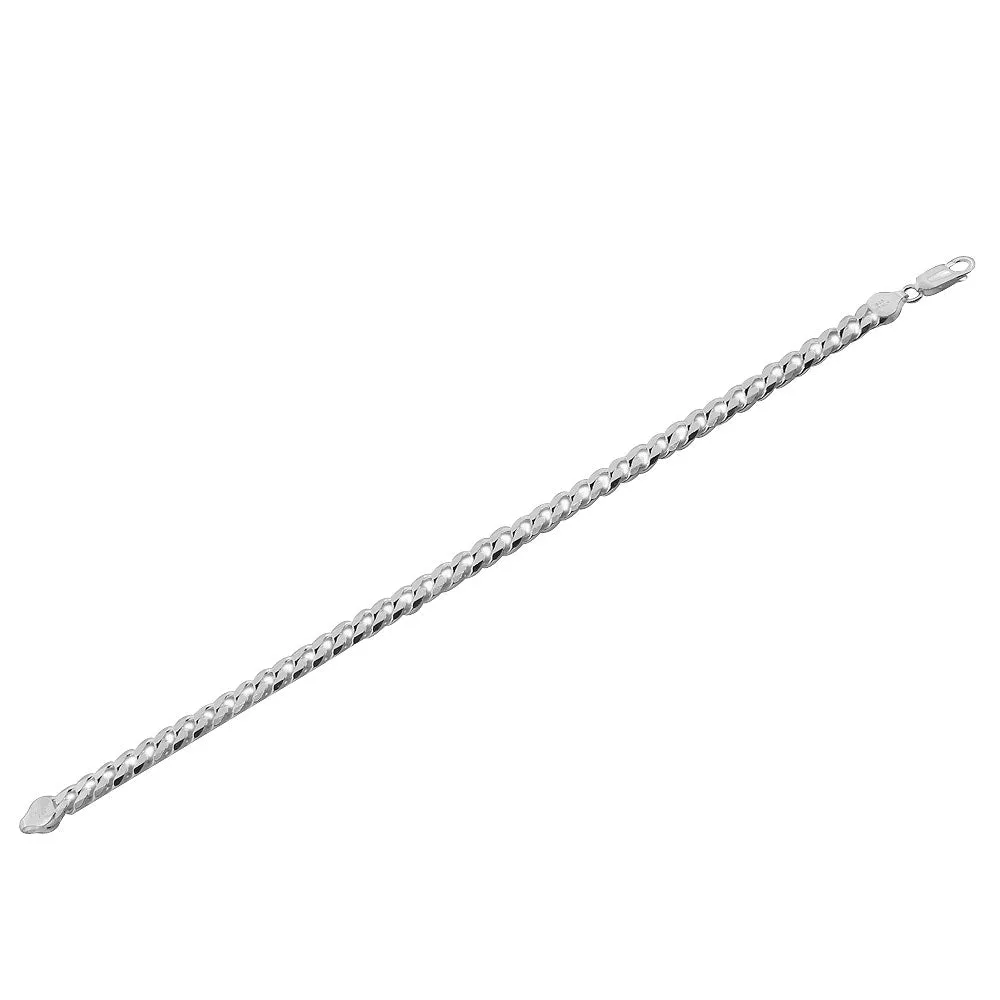 925 Sterling Silver Classic 8MM Curb Necklace Bracelet Mens Set - Made in Italy