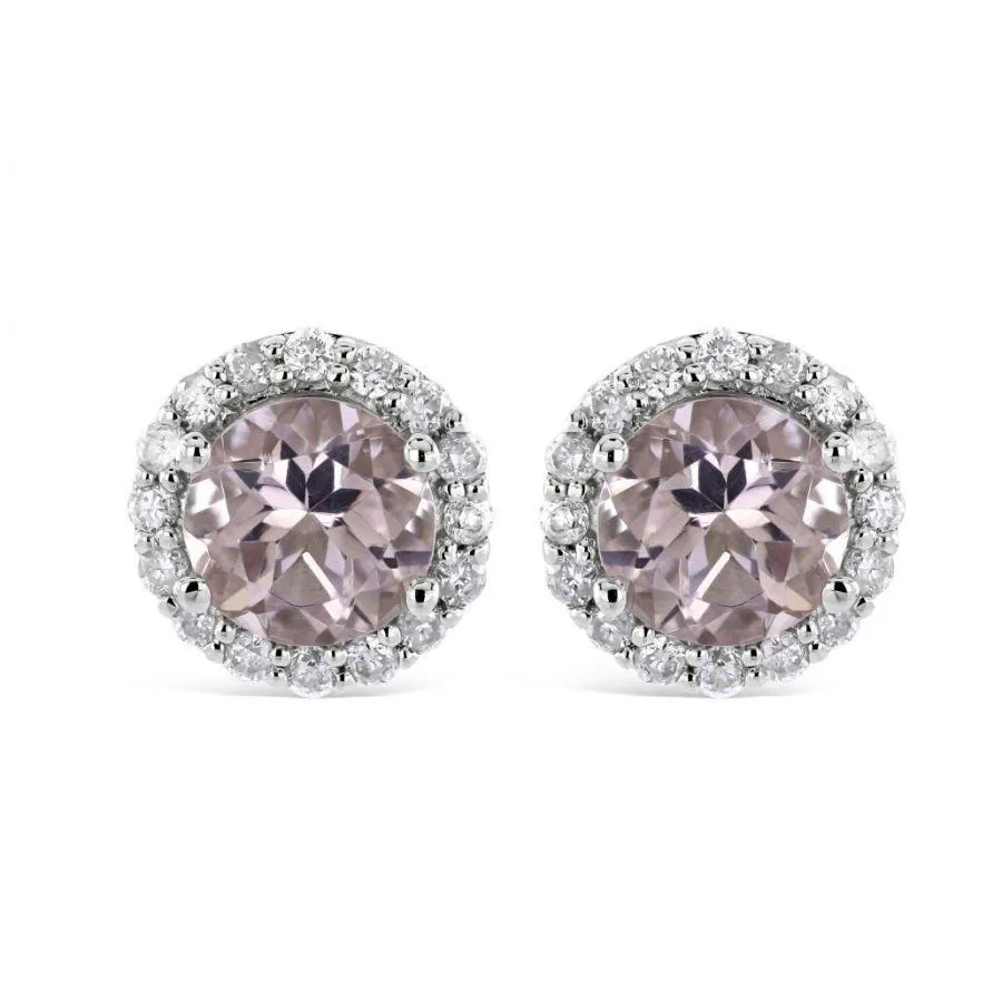 9ct White Gold Morg/16di Rnd Stud