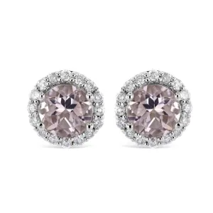 9ct White Gold Morg/16di Rnd Stud