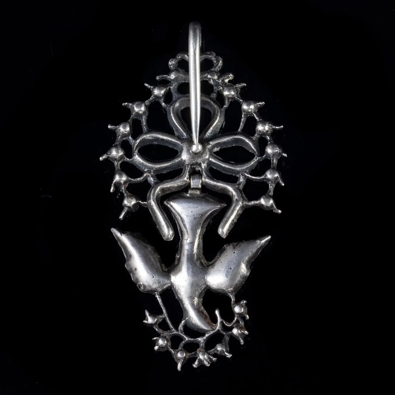 Antique Georgian French Saint Esprit Paste Dove Pendant Silver Circa 1820