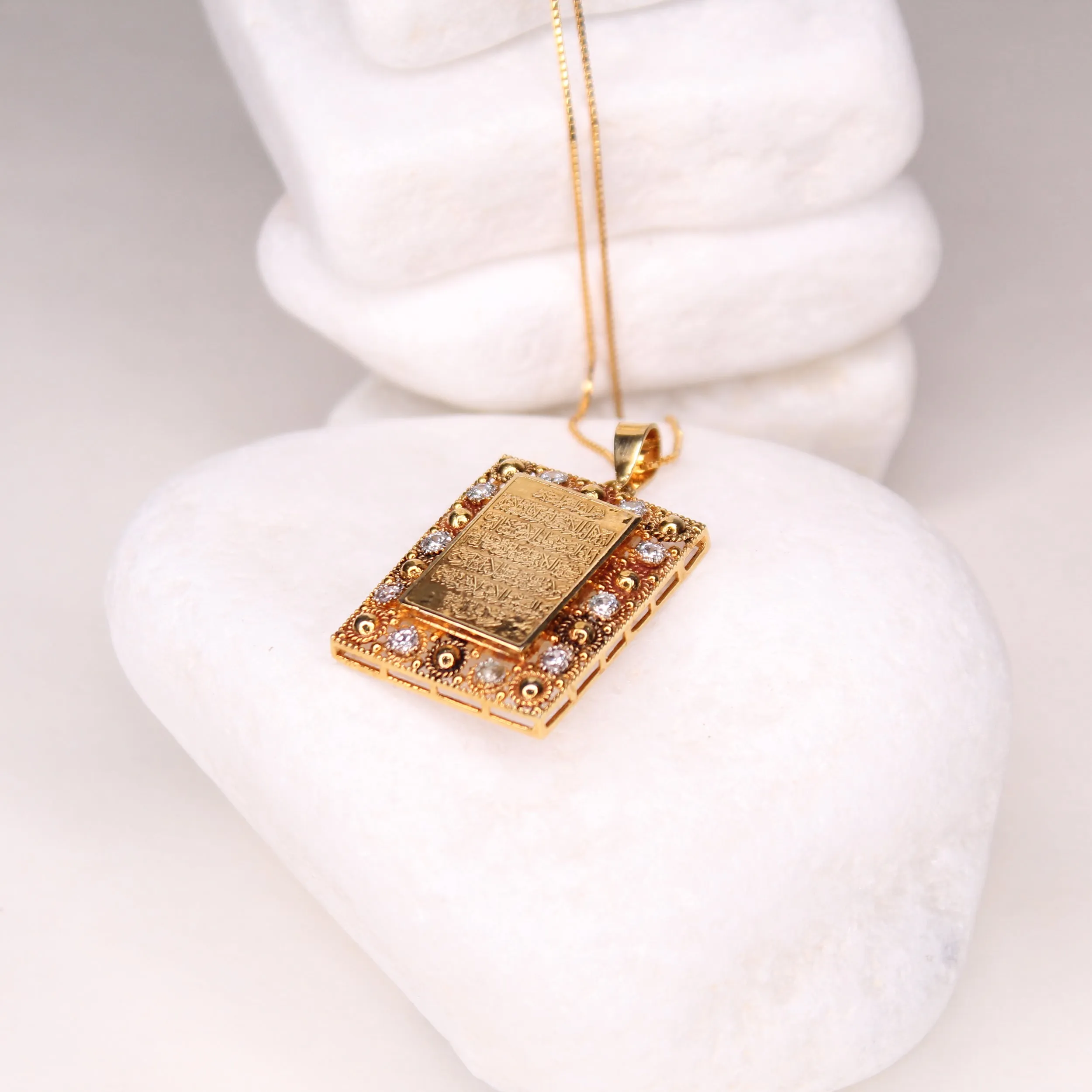 Ayat ul Kursi Pendant in Zircons