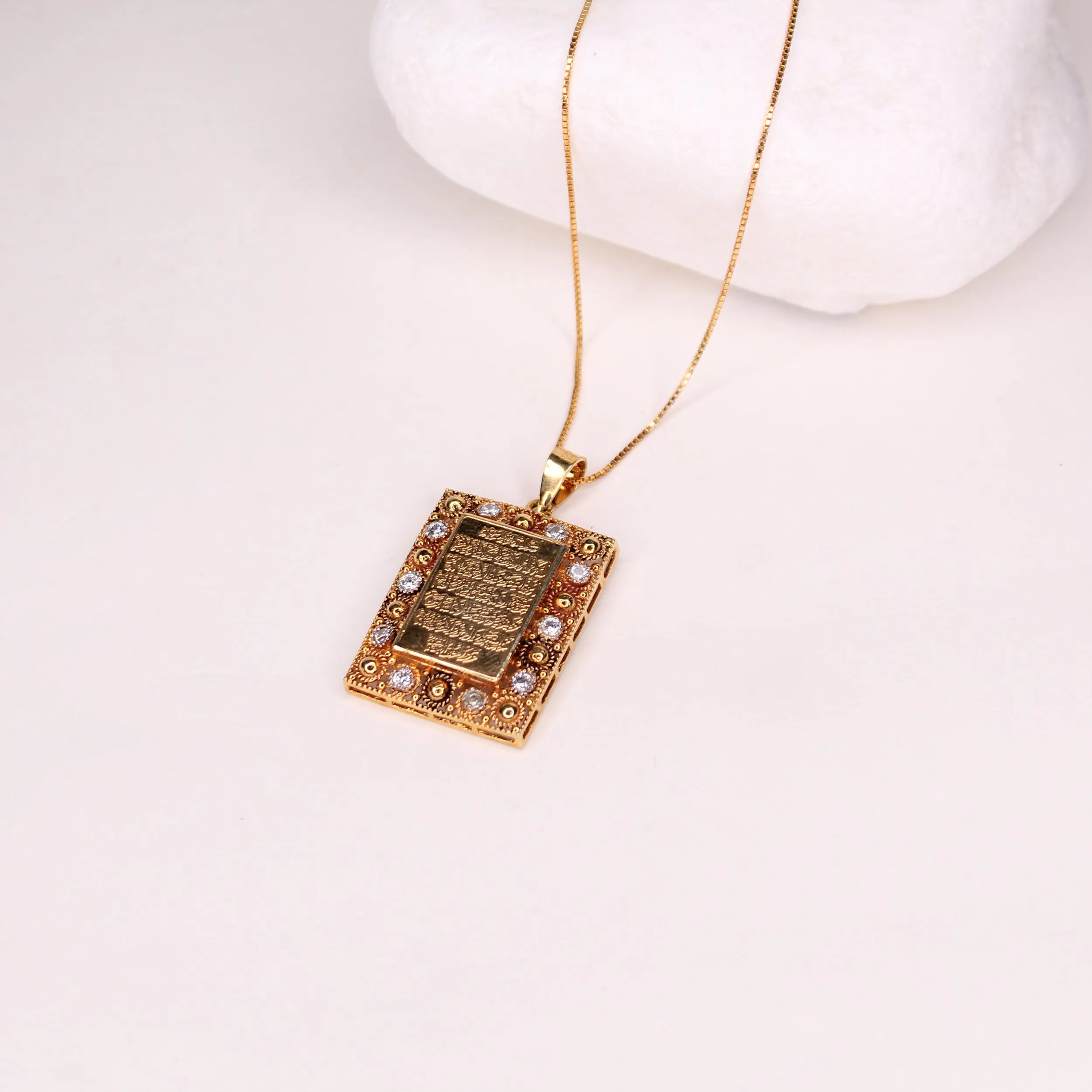 Ayat ul Kursi Pendant in Zircons