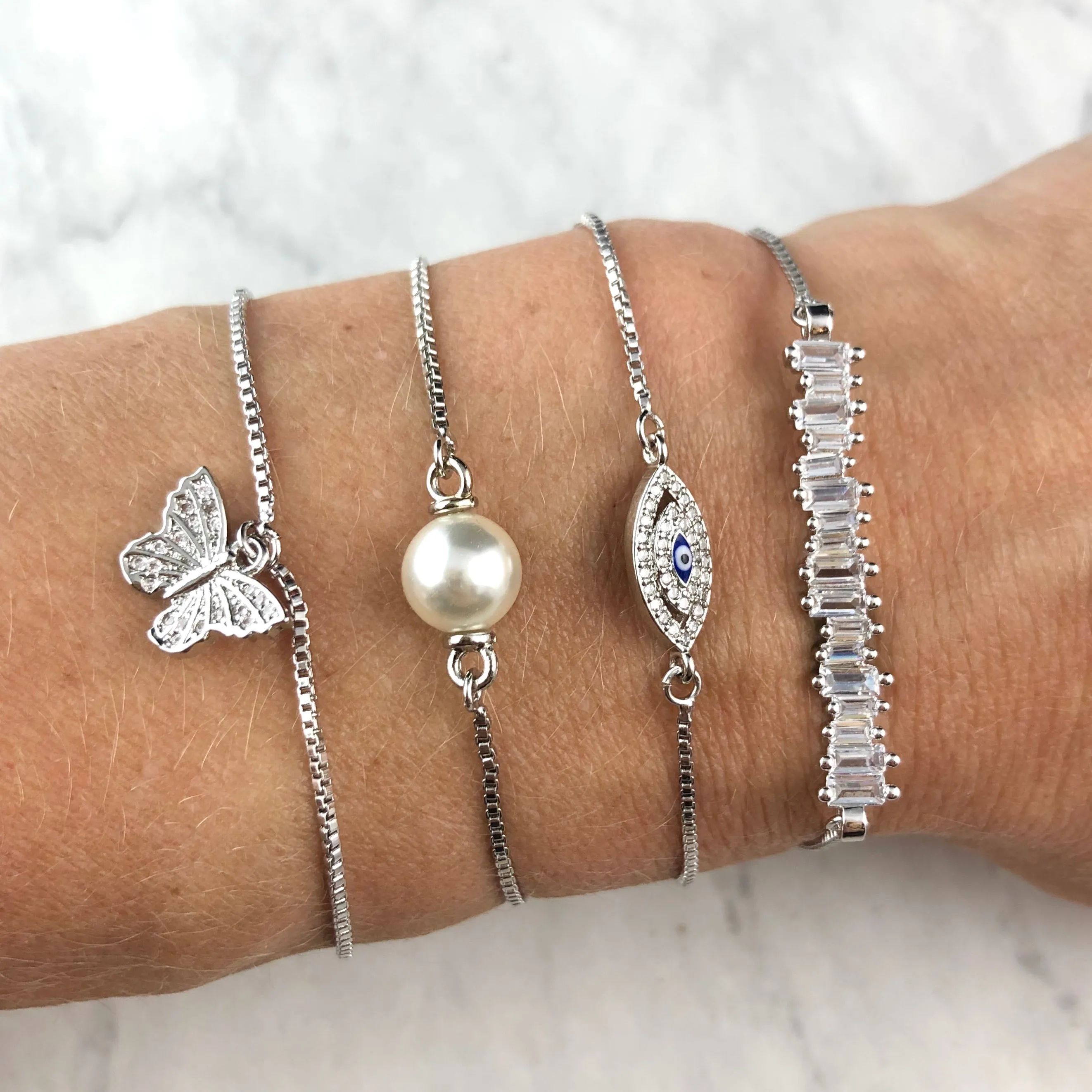Brooks Silver Butterfly Adjustable Bracelet