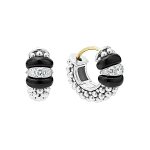 Ceramic and Diamond Huggie Earrings