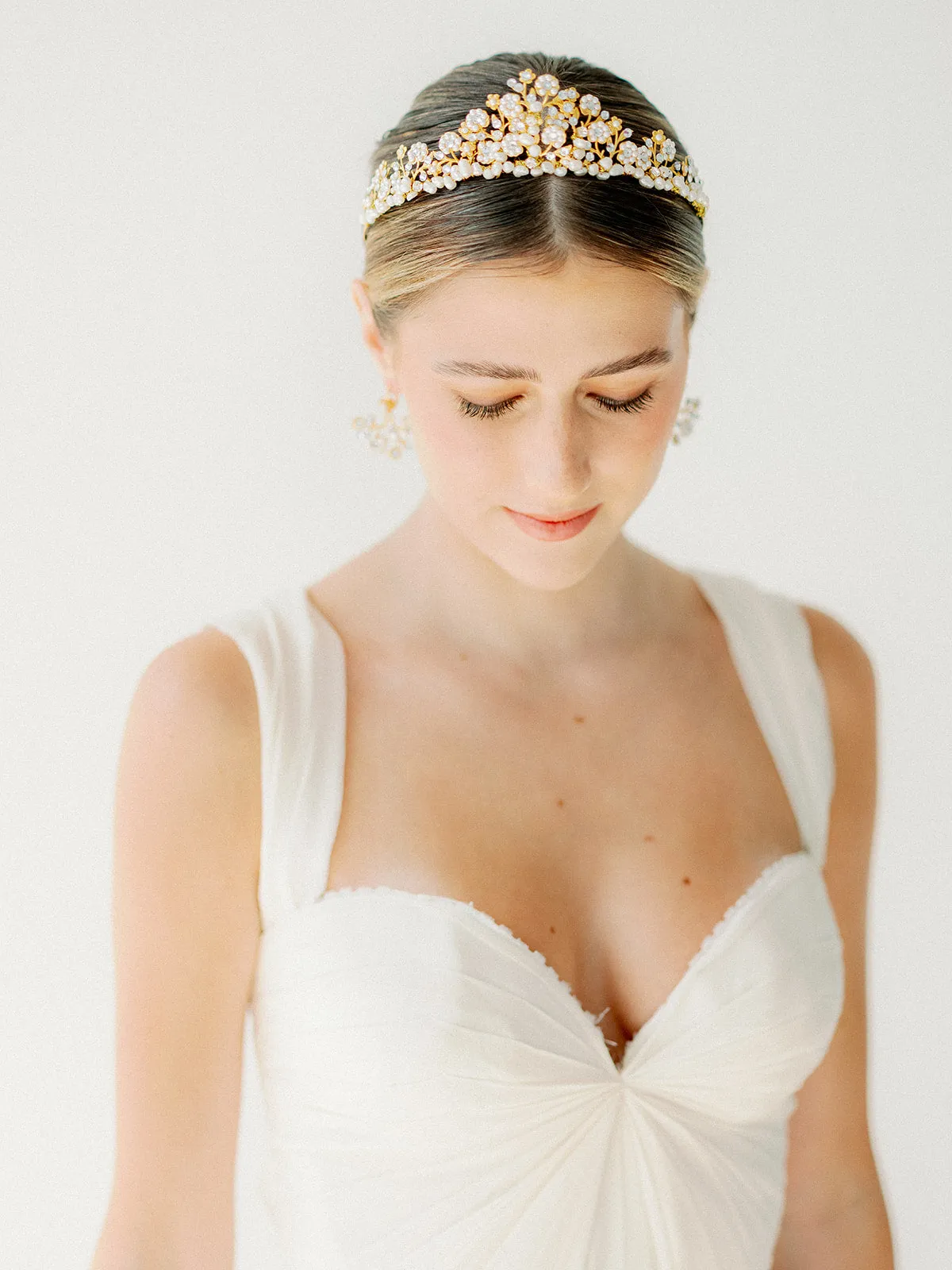 crystal and pearls whimsical crown - 23001