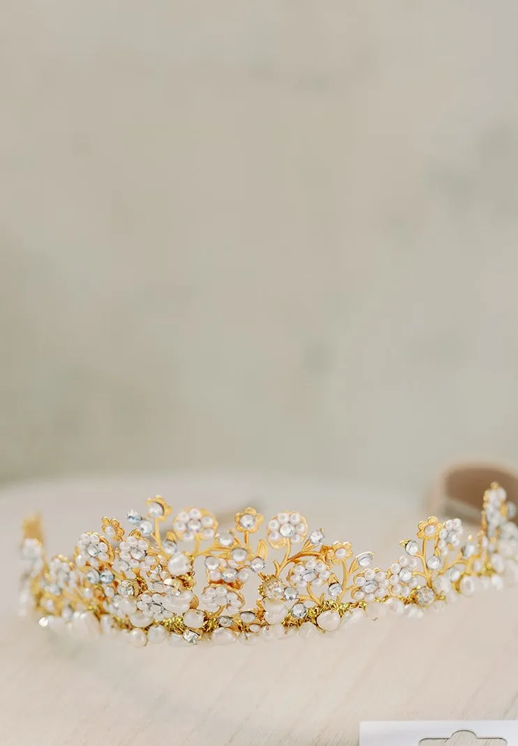 crystal and pearls whimsical crown - 23001