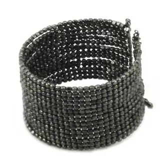 Cubist Beaded Cuff - Gunmetal