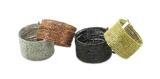 Cubist Beaded Cuff - Gunmetal