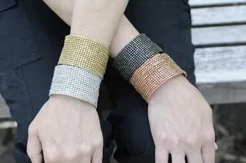 Cubist Beaded Cuff - Gunmetal
