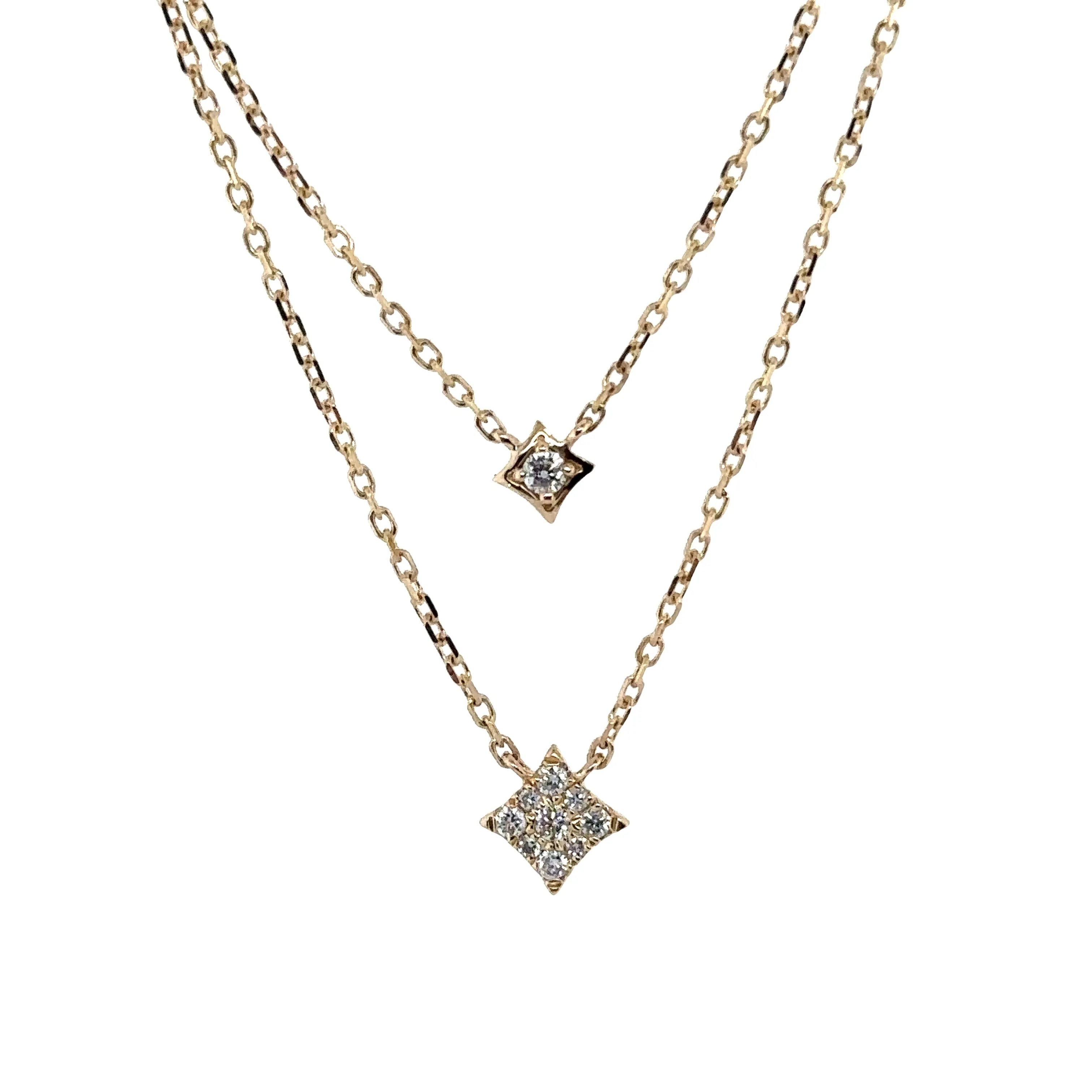 Diamond Yellow Gold Star Layered Necklace