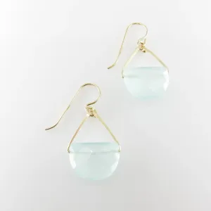Forged Earrings with Aqua Chalcedony Half Moon Cut Gemstone