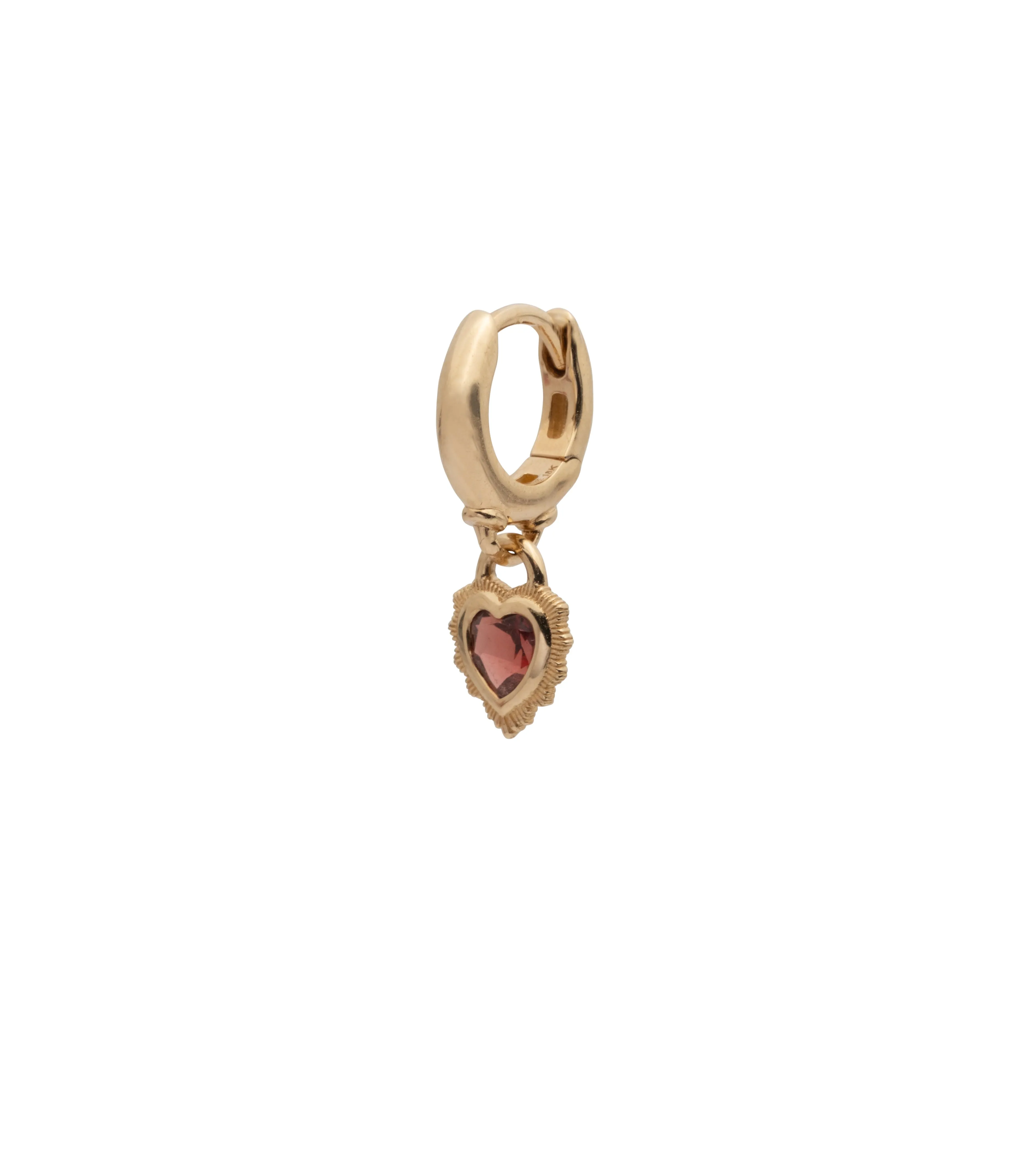 Heart : Garnet Drop Earring