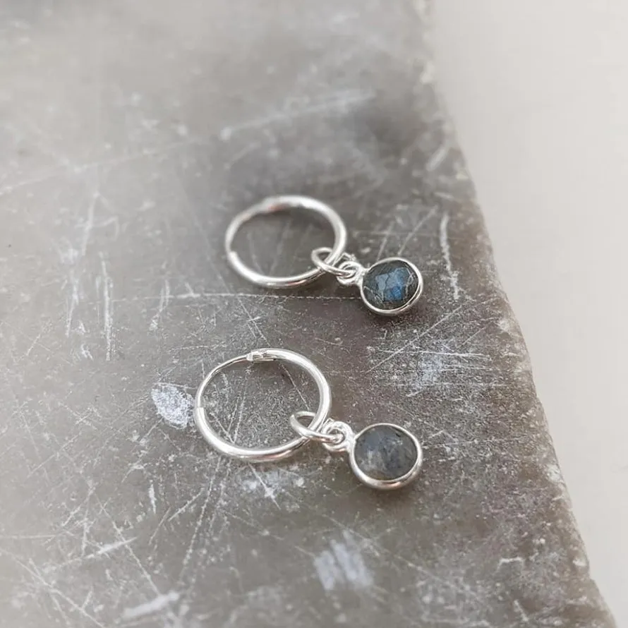 Labradorite Micro Hoop Earrings