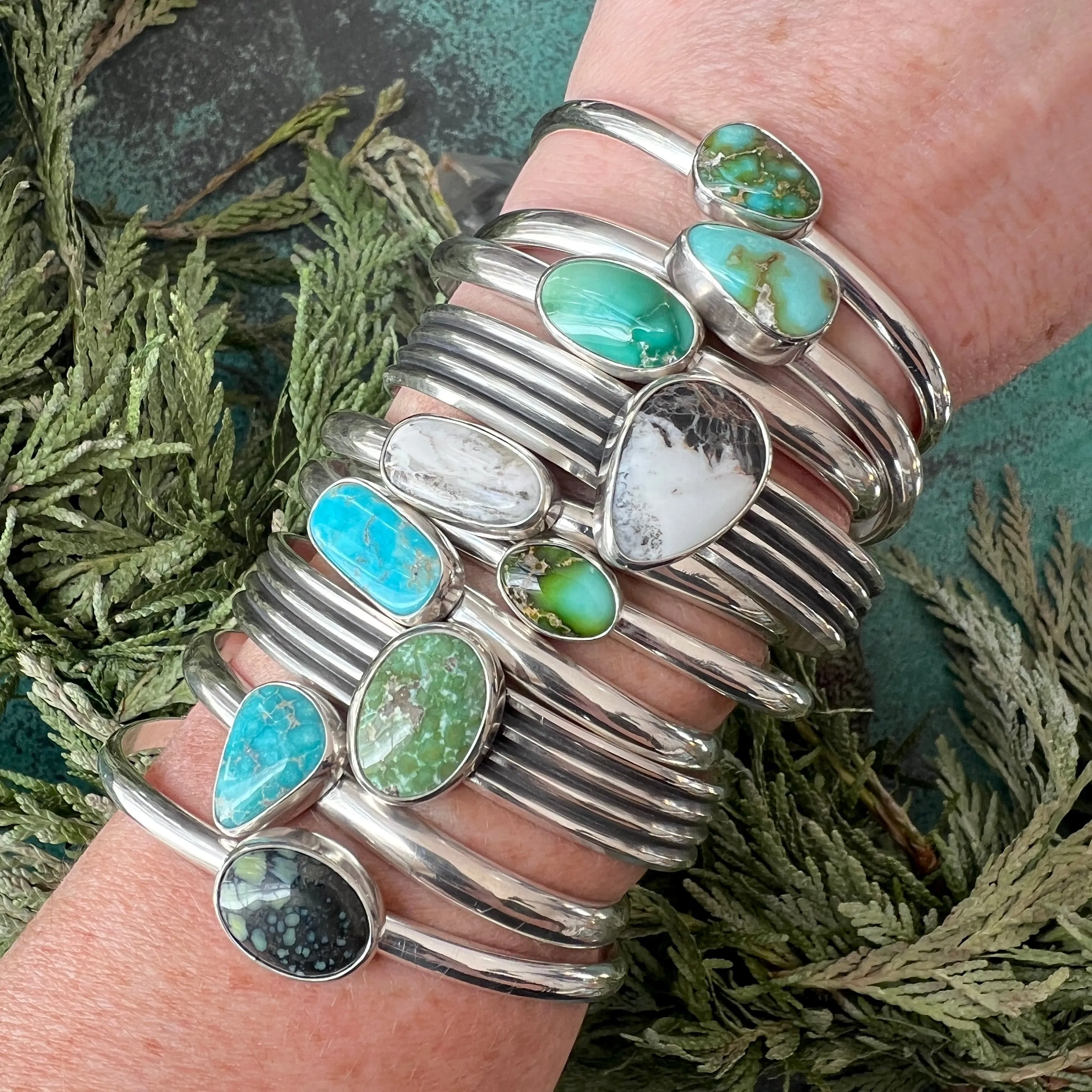 Lightweight Stone Cuff Bracelet- Large