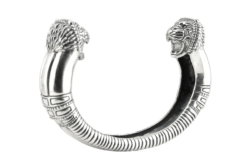 Lion Bracelet: Large Sterling Silver Cuff Bracelet For Men
