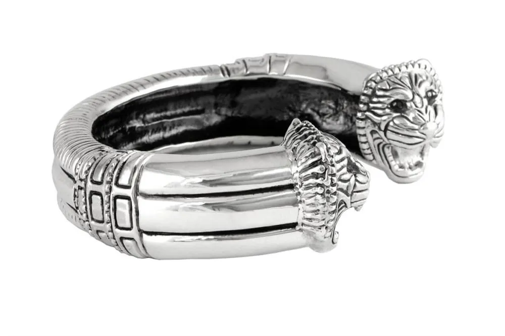 Lion Bracelet: Large Sterling Silver Cuff Bracelet For Men