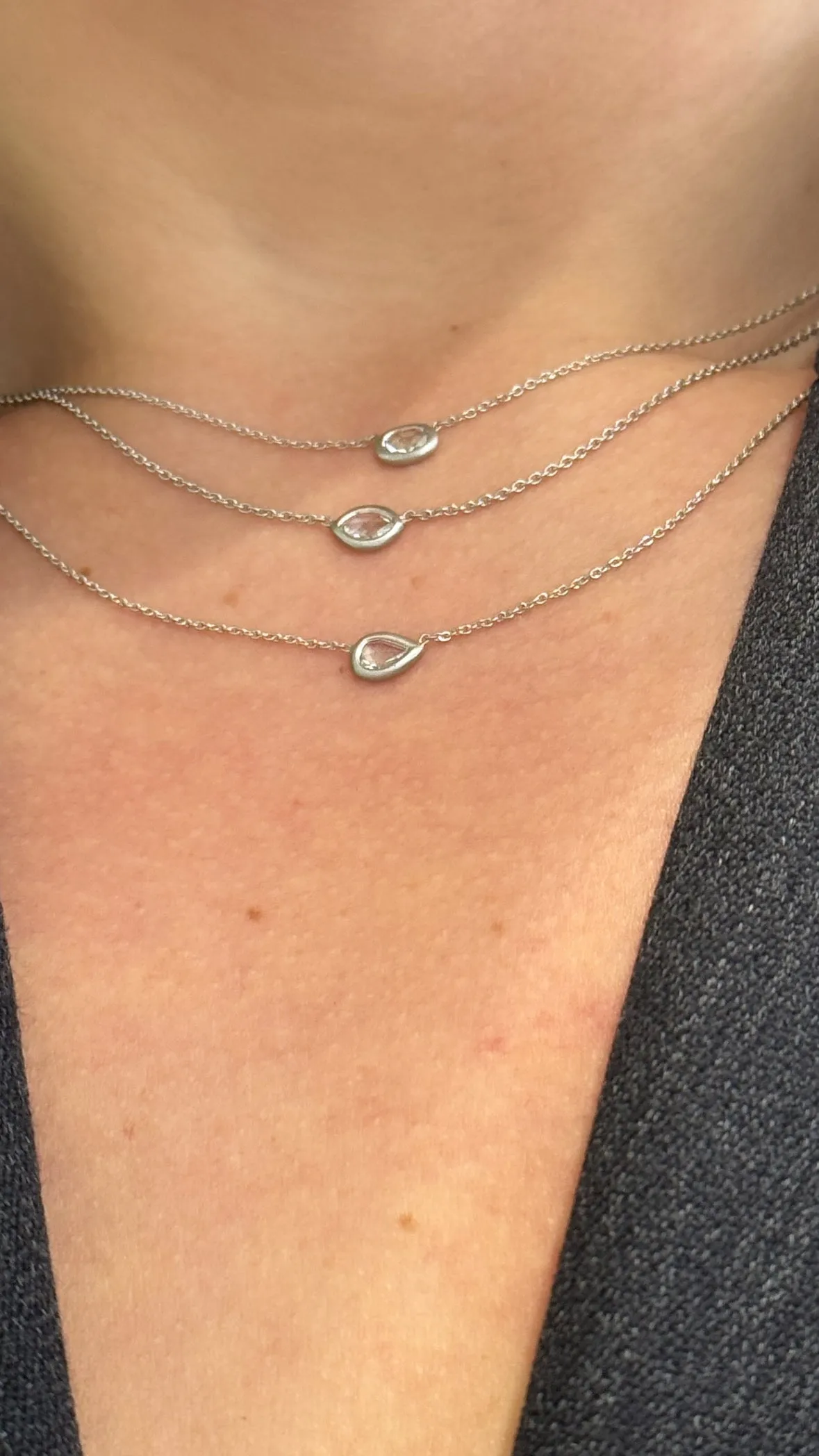 Platinum Rose Cut Marquise Diamond Necklace