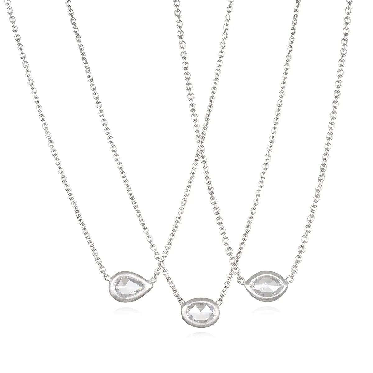 Platinum Rose Cut Marquise Diamond Necklace
