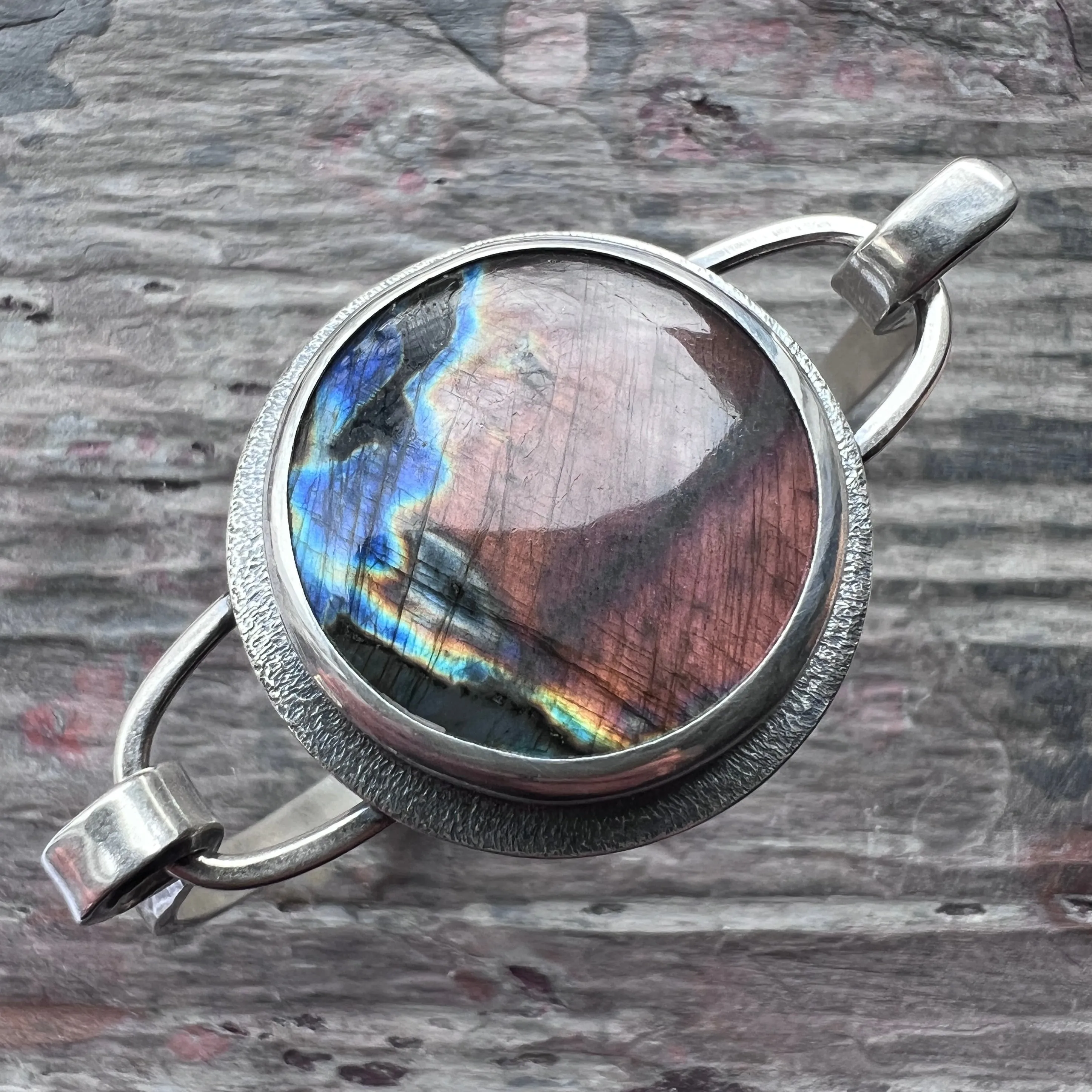 RESERVED Sterling Silver Labradorite Bracelet | Artisan Silver Cuff Bracelet