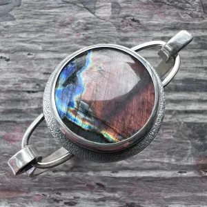 RESERVED Sterling Silver Labradorite Bracelet | Artisan Silver Cuff Bracelet
