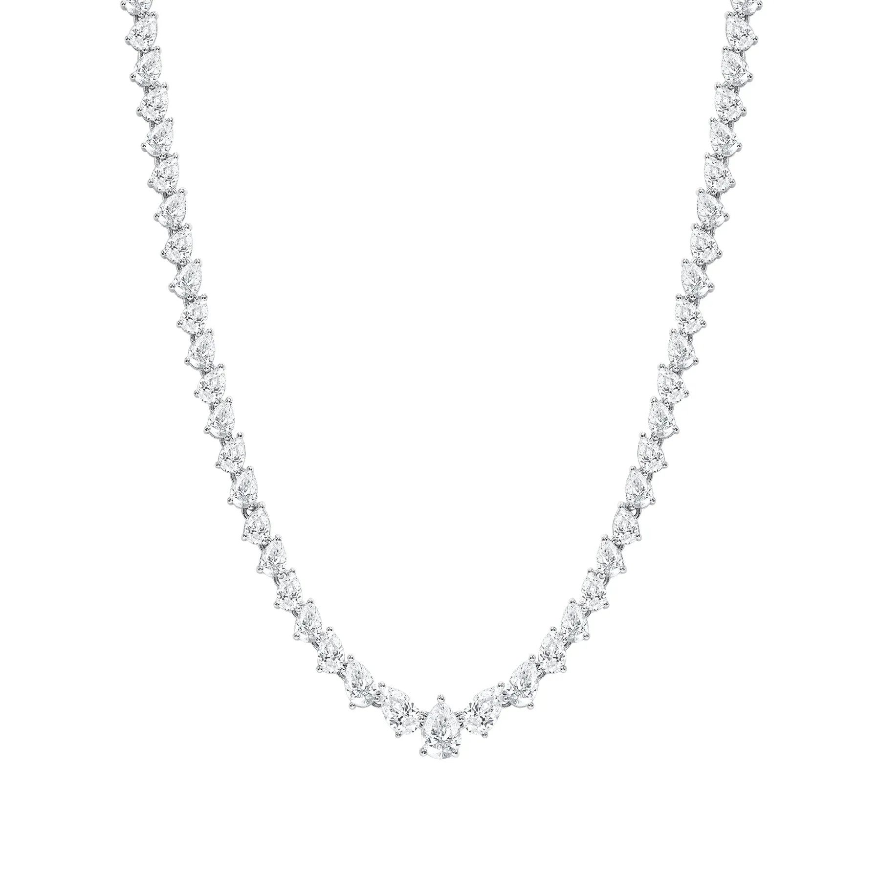 Round Diamond 18K Gold Pear Shaped Necklace