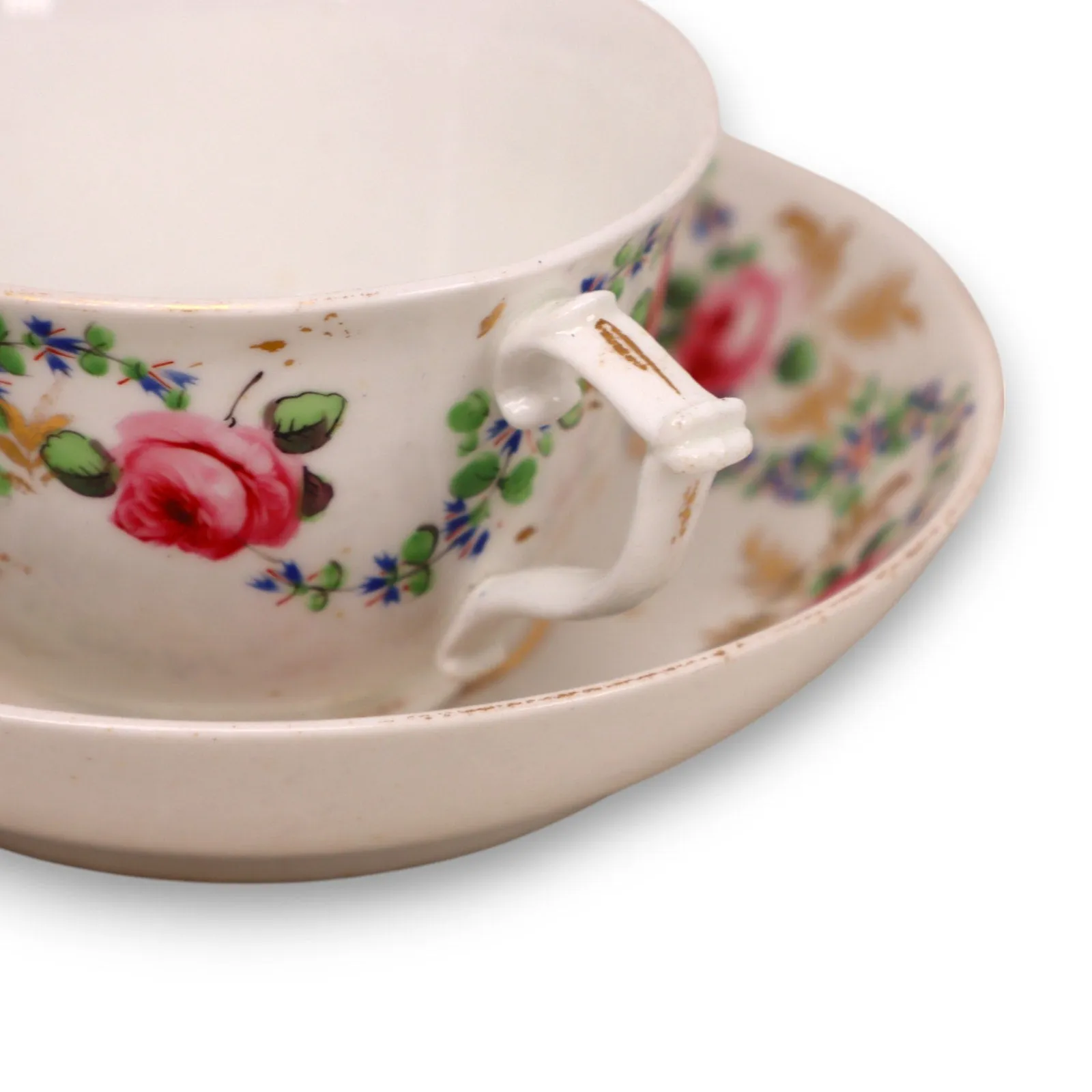 Royal Crown Derby Rose Gold Tea Cup Saucer Set England Antique 1806 to 1820 mark