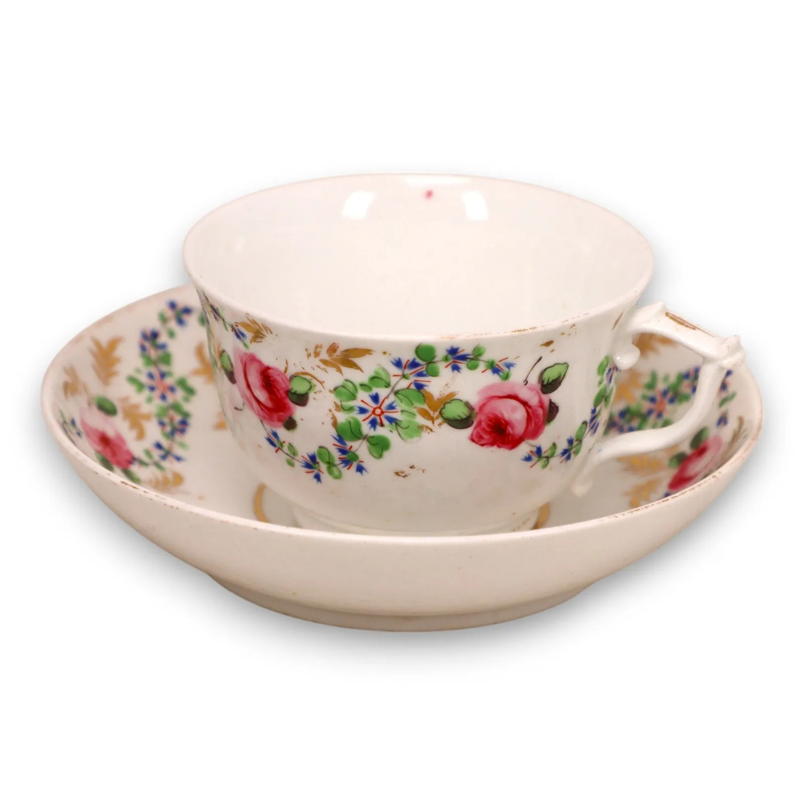 Royal Crown Derby Rose Gold Tea Cup Saucer Set England Antique 1806 to 1820 mark