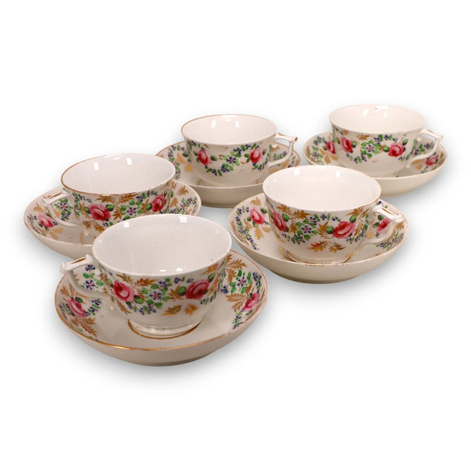 Royal Crown Derby Rose Gold Tea Cup Saucer Set England Antique 1806 to 1820 mark