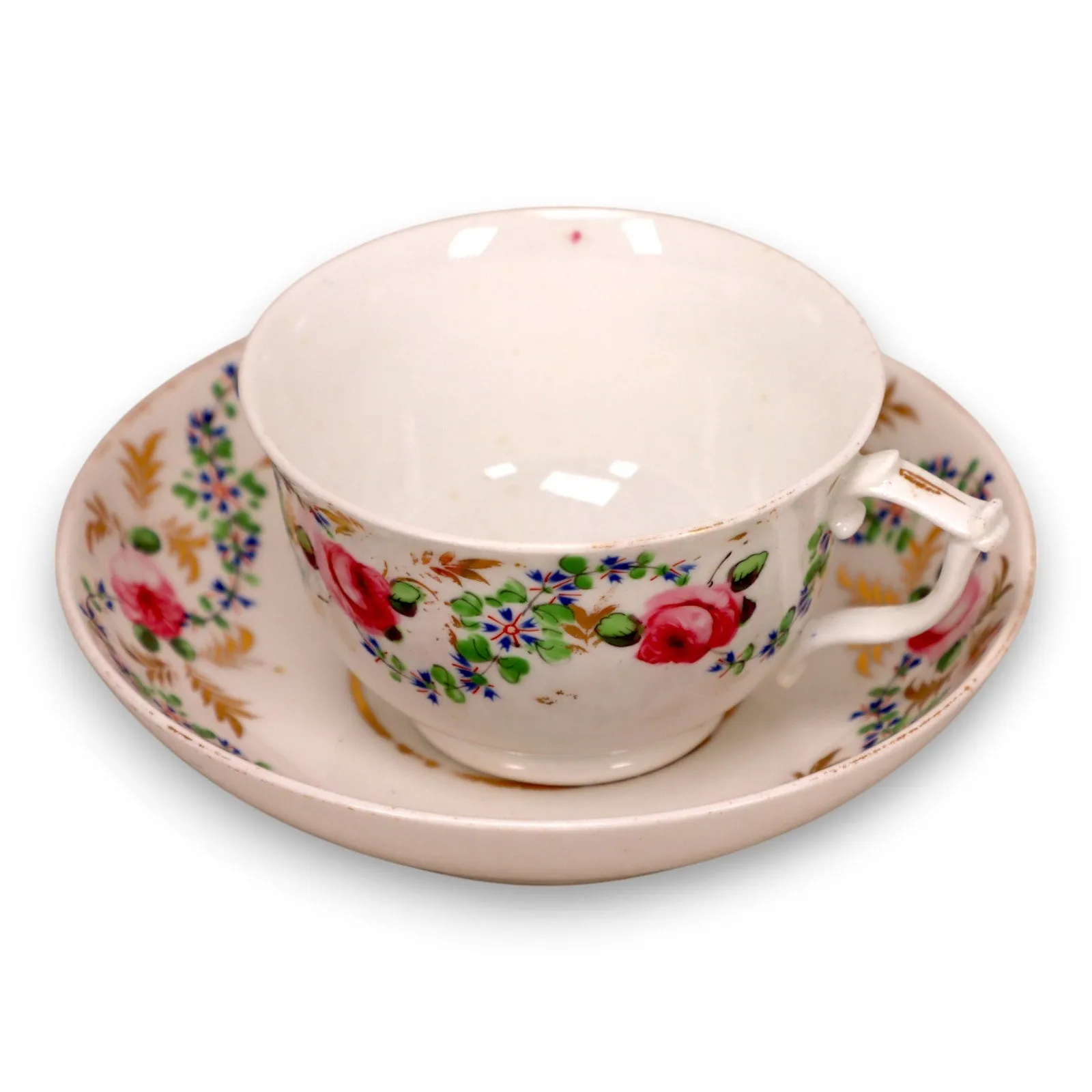 Royal Crown Derby Rose Gold Tea Cup Saucer Set England Antique 1806 to 1820 mark
