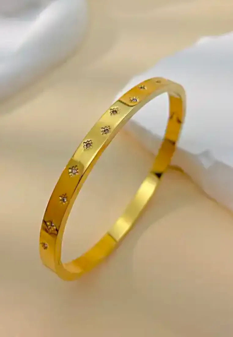Starry Band Closed Bangle with Cubic Zirconia